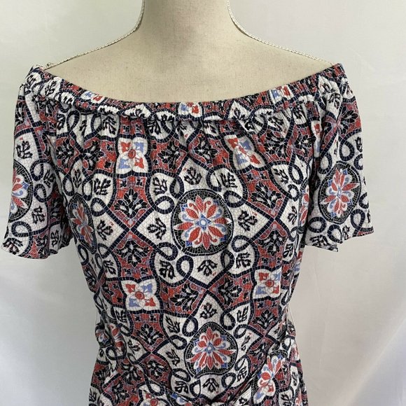 MICHAEL Michael Kors Womens Printed Tie Waist Casual Dress MEDIUM Off Shoulder - Picture 3 of 6